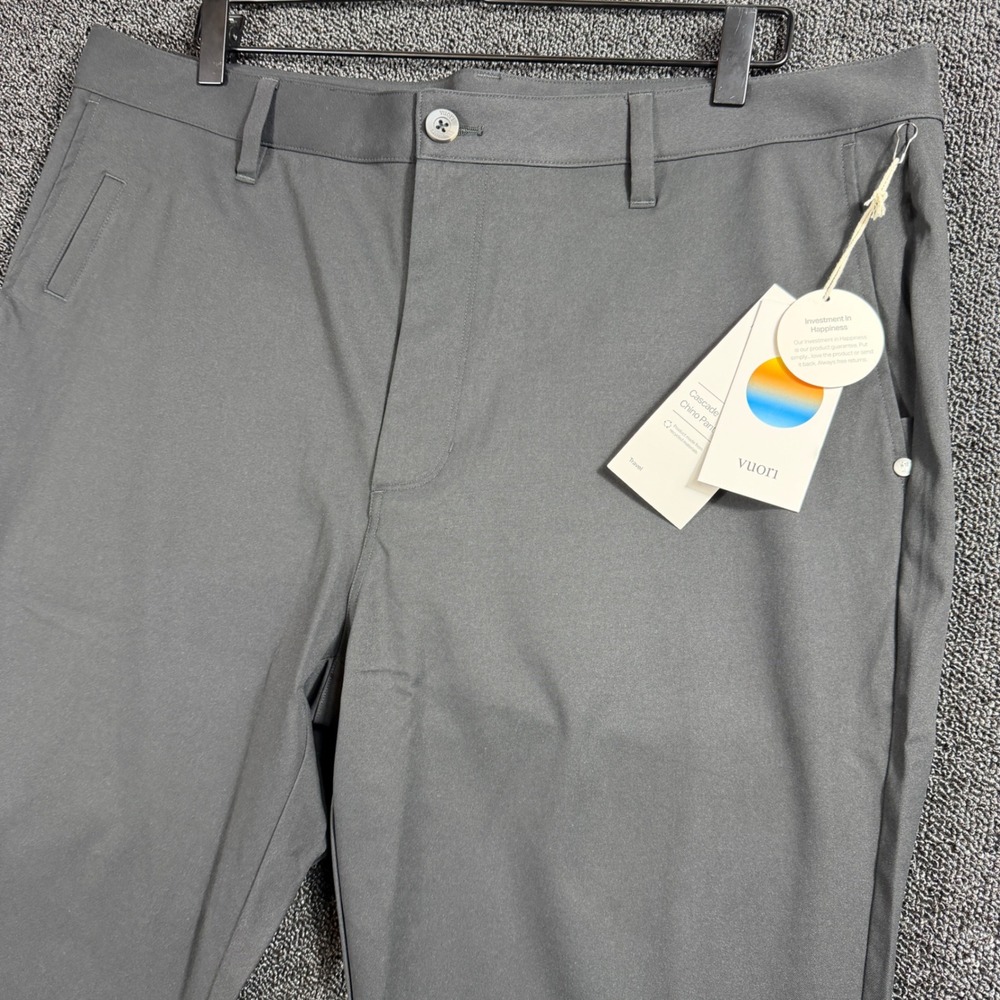Vuori Cascade Tech Chino Pants Mens 38 Charcoal Grey Performance Travel V427 NWT